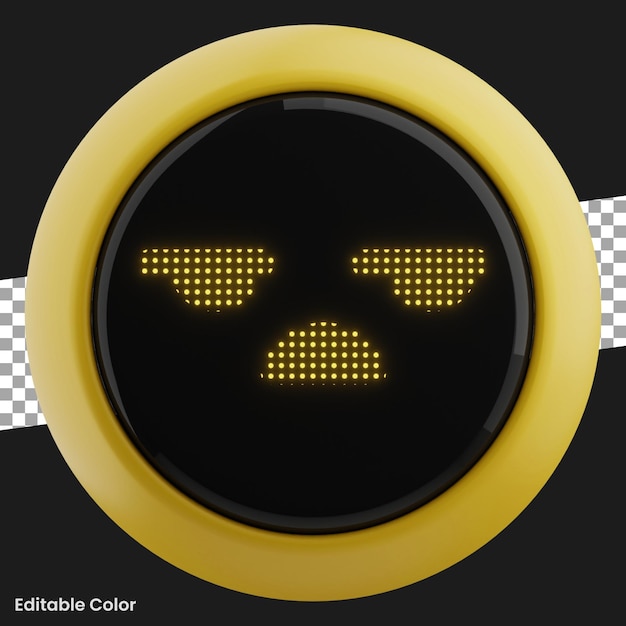 Emoticon robot con espressione annoiata 3d illustrazione