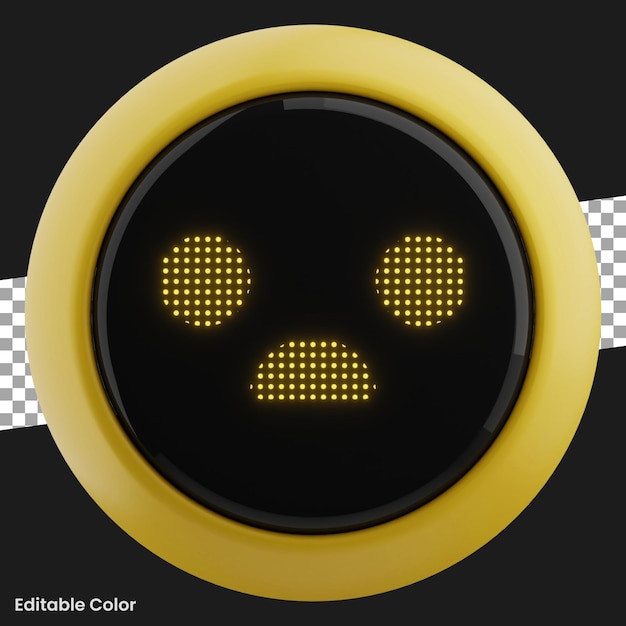 PSD 好奇心旺盛な表情の絵文字ロボット3dイラスト