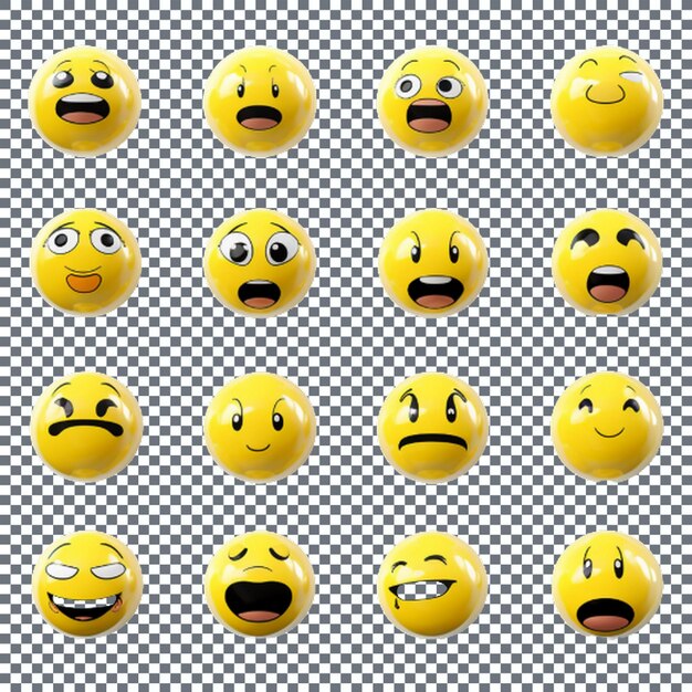 PSD emoticon set yellow face with different emotions