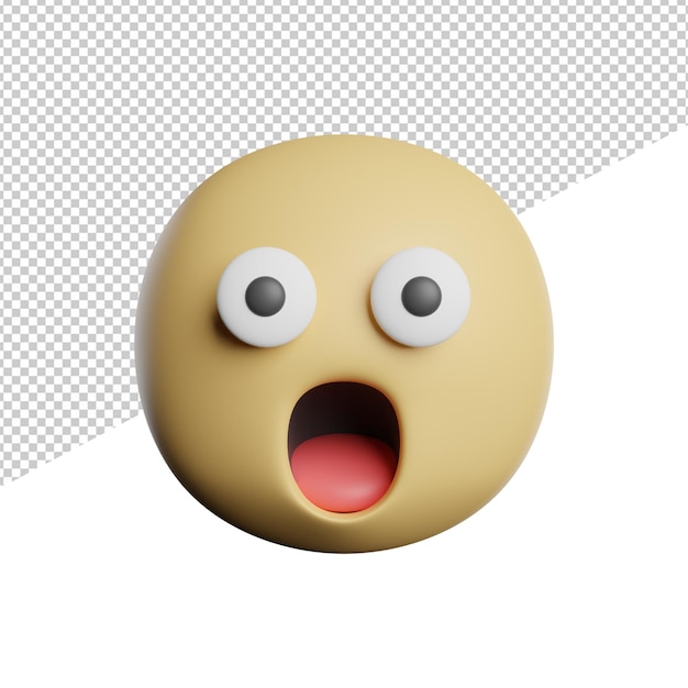 Emoticon Surprised Face 3D rendering Icon Illustration On Transparent Background