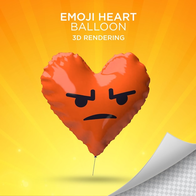 PSD emotikona 3d zły z sercem wyizolowanym dla kompozycji w mediach społecznościowych premium psd