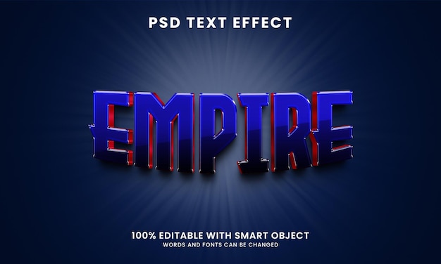 Empire 3d style editable text effect