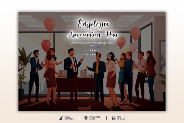 PSD employee appreciation day graphic and social media design template