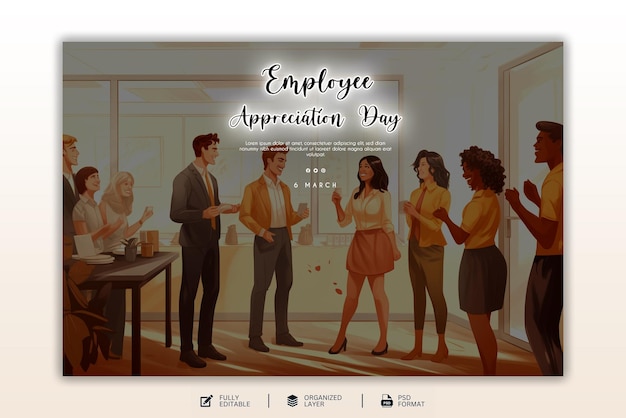 Employee appreciation day graphic and social media design template