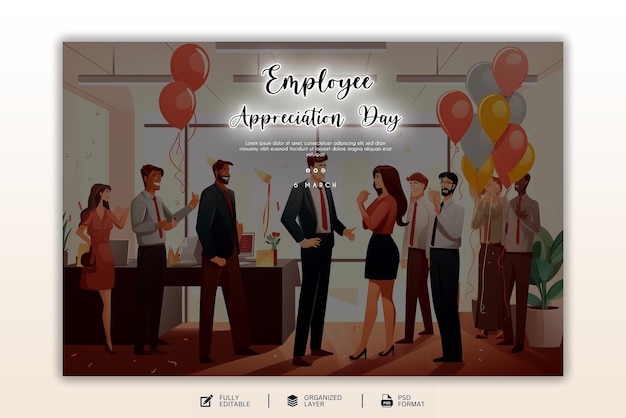 PSD employee appreciation day graphic and social media design template