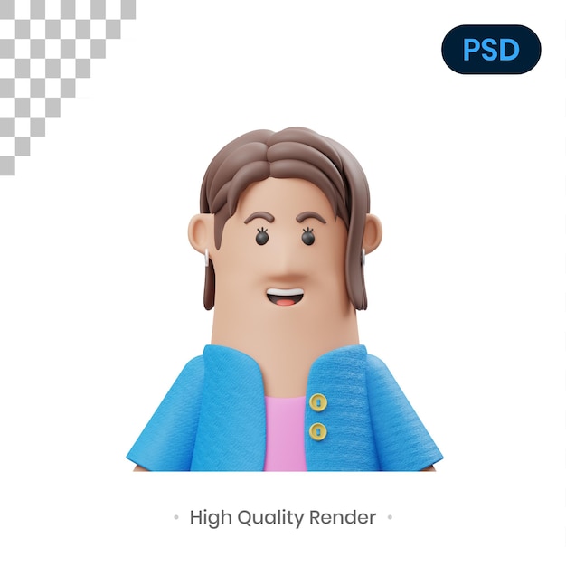 Employee girl 3d icon premium psd