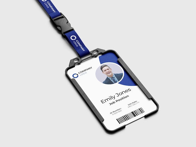 Employee ID Card mockup with Lanyard