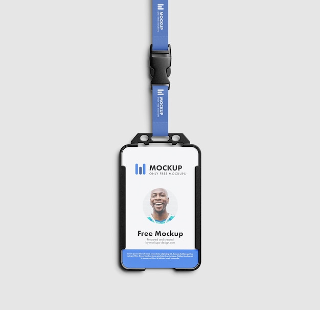 Employee ID Card Mockup with Lanyard