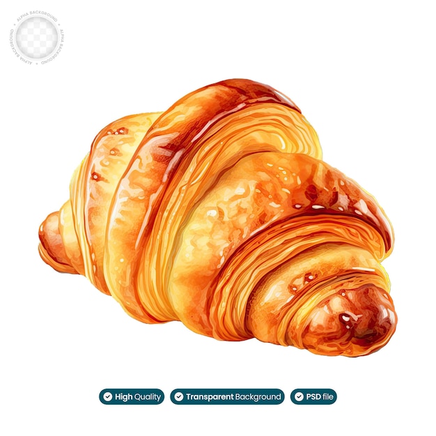 PSD illustrazione dell'alimento del croissant di svuotamento