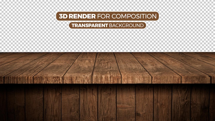 PSD empty aged wooden table top isolated used to display or mount your products