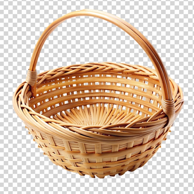 PSD empty bamboo basket isolated on transparent background