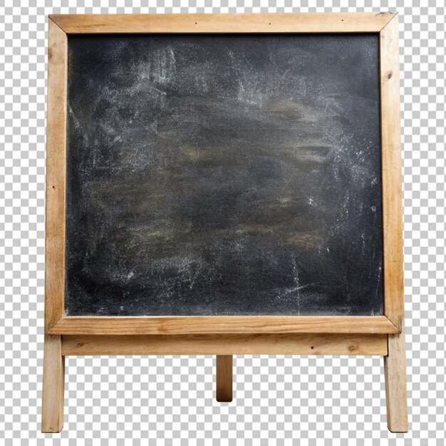 PSD empty blackboard with chalk and wooden frame isolated on a transparent background