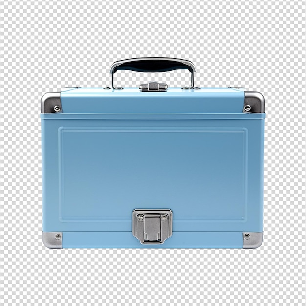 PSD scatola metallica blu vuota isolata su sfondo trasparente