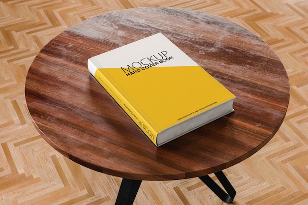 Empty book on wooden table 3d render