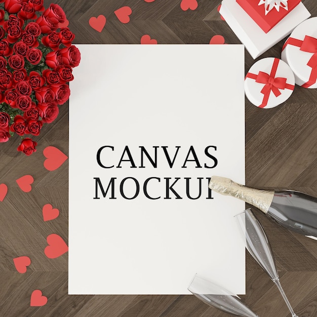 PSD empty canvas mockup for love art