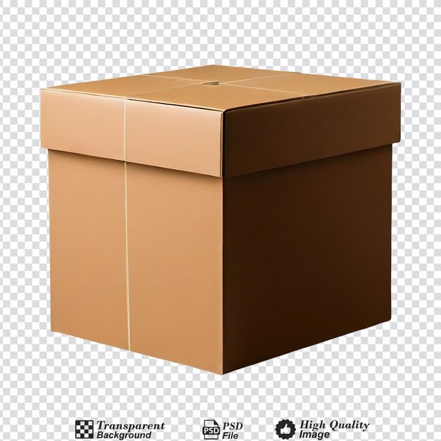 PSD empty cardboard box isolated on transparent background