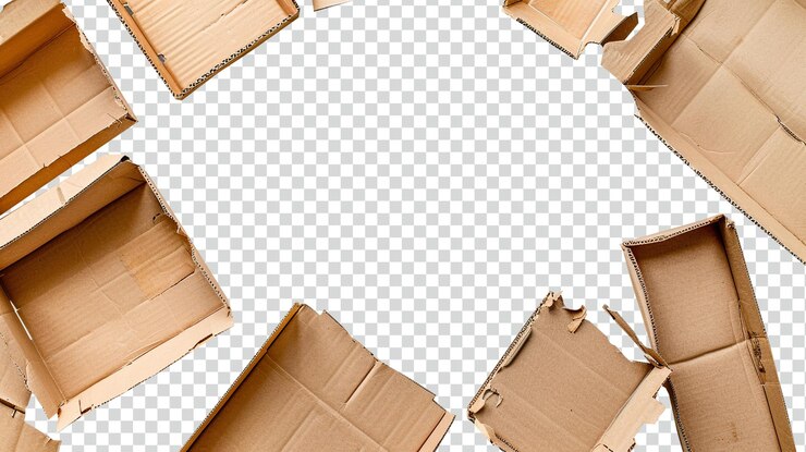 PSD empty cardboard isolated on transparent background