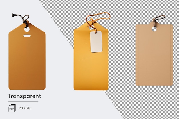 PSD 空の段ボールタグコレクション茶色の値札