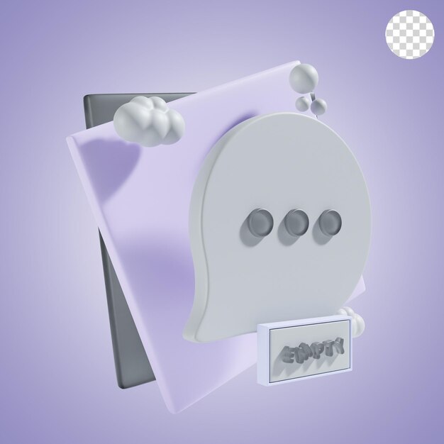 PSD empty chat with square background 3d icon