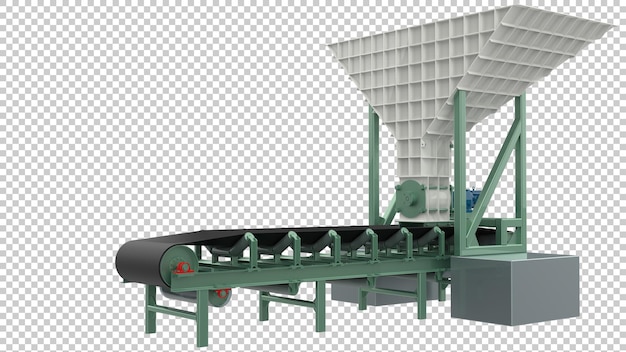 PSD 透明な背景の3dレンダリングイラストに空のコンベヤーベルト