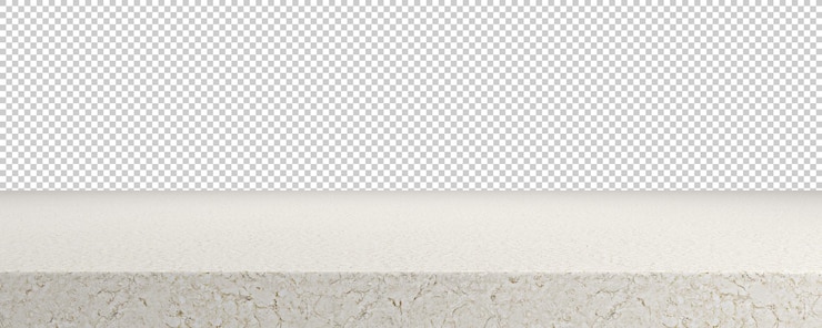 PSD empty countertop stone marble isolated transparent backgrounds 3d rendering
