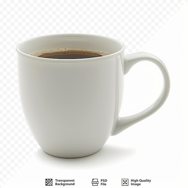 PSD empty cup of coffee or mug on white isolated background