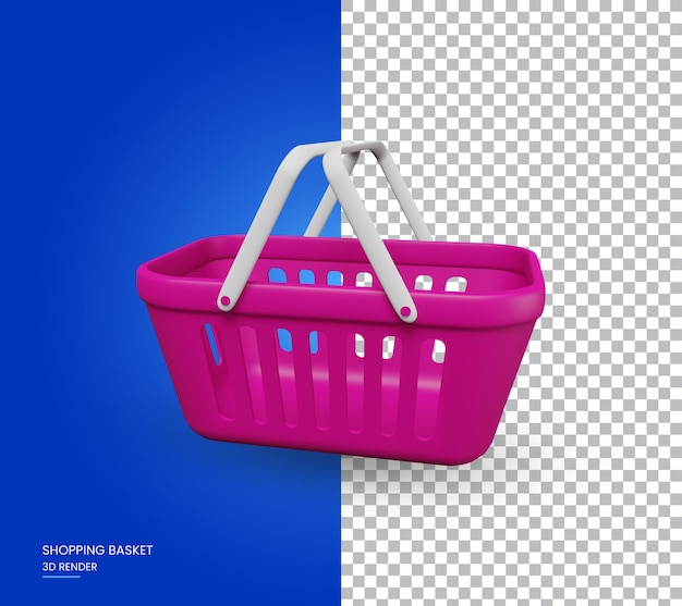 Illustrazione di rendering 3d del carrello della spesa del cliente vuoto