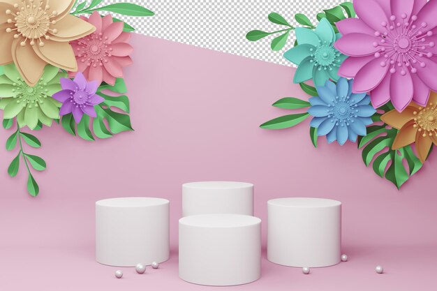 Empty display with flower for presentation 3d rendering