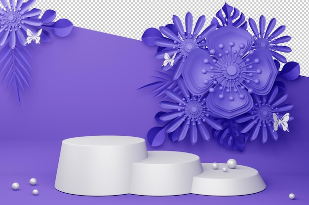 Display vuoto con fiore per presentazione rendering 3d