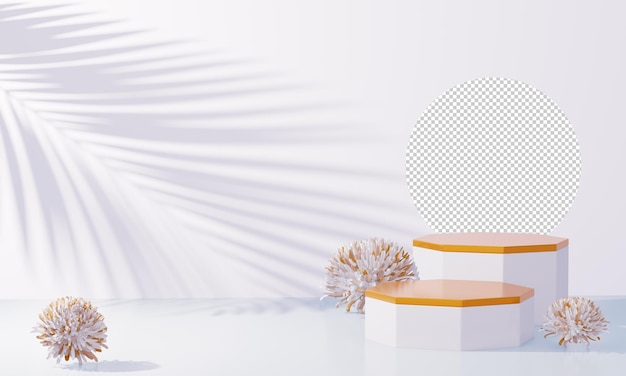 Empty display with flower for presentation 3d rendering