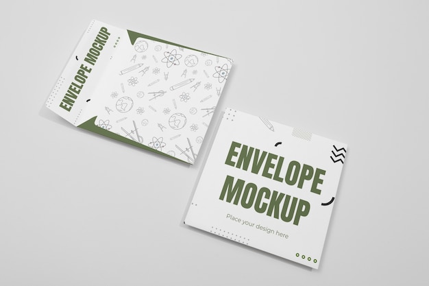 PSD empty envelopes arrangement mockup