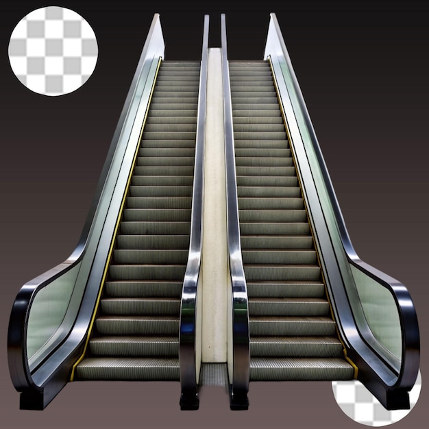 PSD 透明な背景の空のエスカレーターと階段