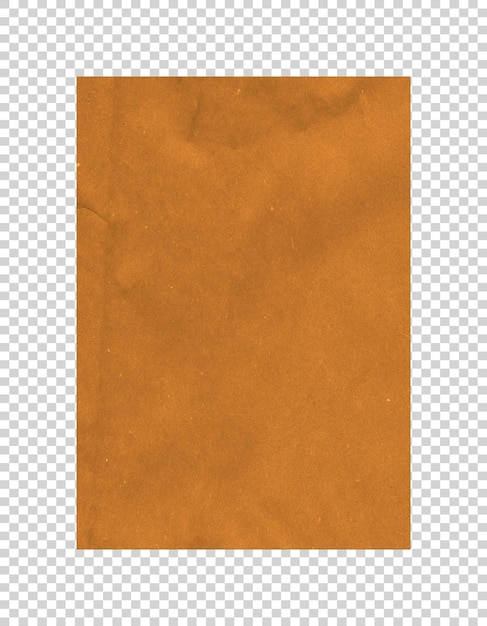 Empty folded brown paper on transparent background