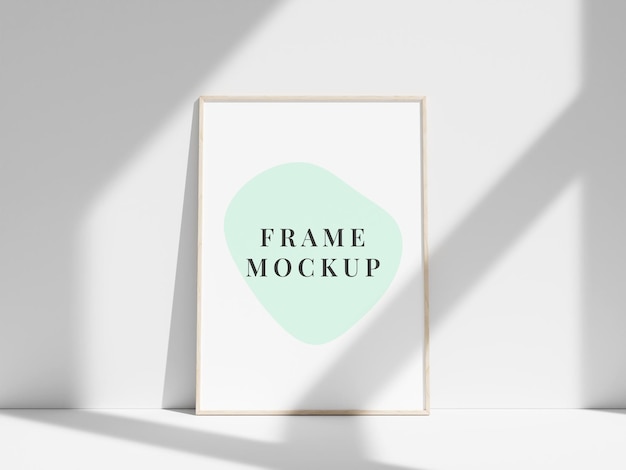 Empty frame mockup on the wall with window shadow