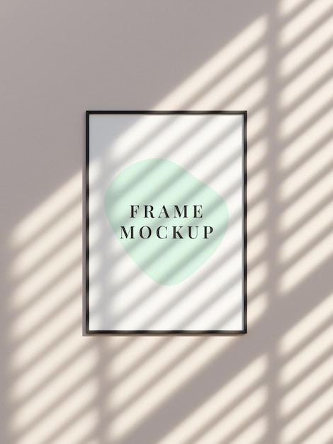 Empty frame on a wall with window shadow Minimalist wall frame mockup