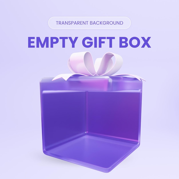 PSD empty gift box 3d rendering illustration