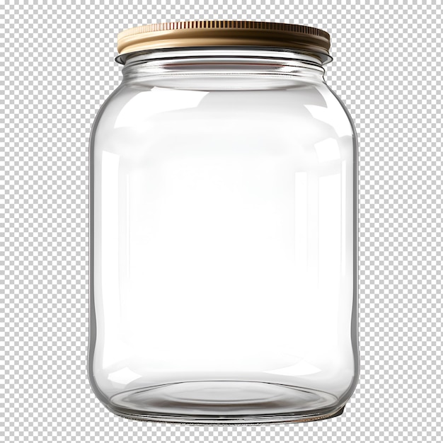 PSD empty glass jar object on isolated transparent background