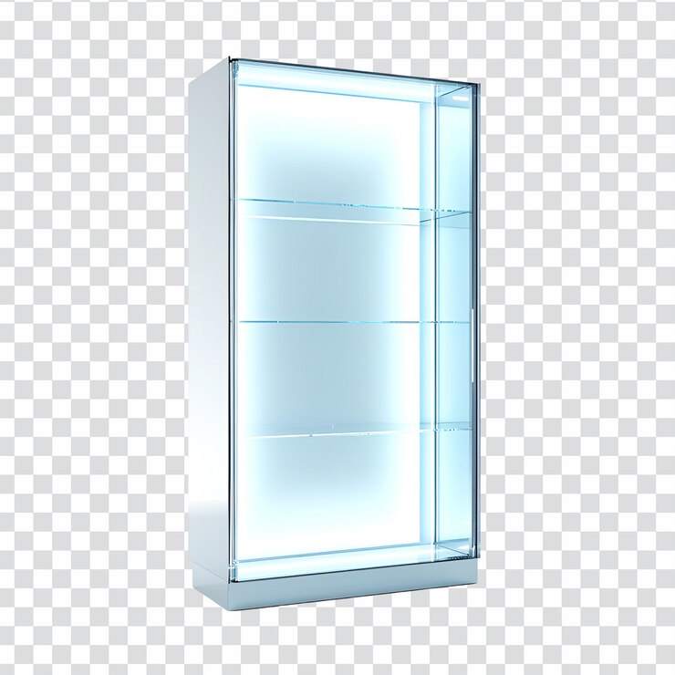 PSD empty glass showcase with led lighting