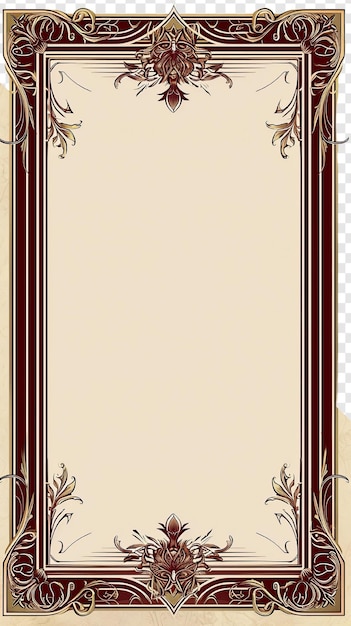 Empty Golden Chinese Card Border Isolated on Transparent Background