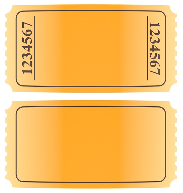 empty golden tickets mockup template 3d rendering isolated on transparent background