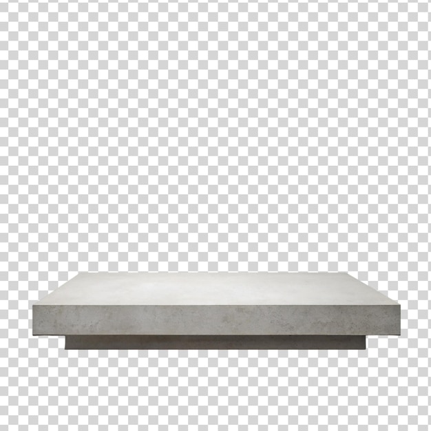 PSD empty gray concrete stone podium isolated on transparent background