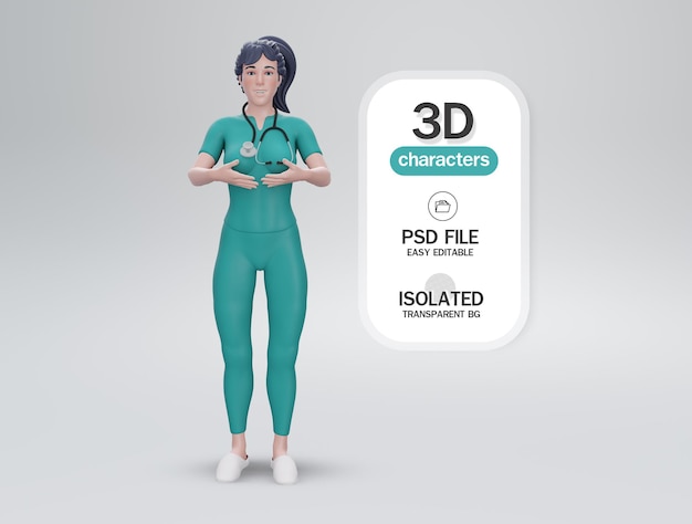 Пустые руки доктора 3d, медицинский работник вручил виртуальный объект для вставки текста