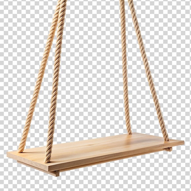 PSD empty hanging rope shelf on transparent background