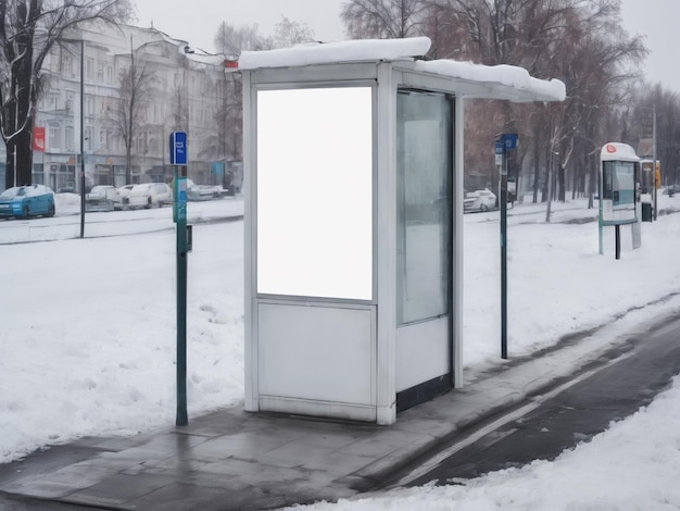 PSD empty outdoor advertising billboard mockup at bus stop empty advertisement place for marketing