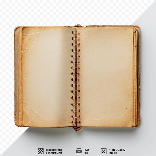 PSD empty paper diary notebook on light isolated background