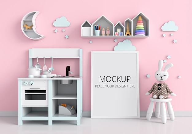 Cornice vuota per mockup nella stanza dei bambini