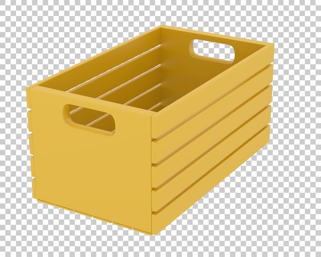 PSD empty plastic crate for fruits and vegetables on transparent background 3d rendering illustration