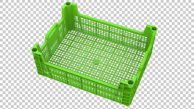 PSD 透明な背景の 3 d レンダリング図に分離された空のプラスチック箱