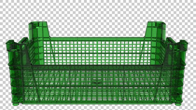 PSD empty plastic crate isolated on transparent background 3d rendering illustration