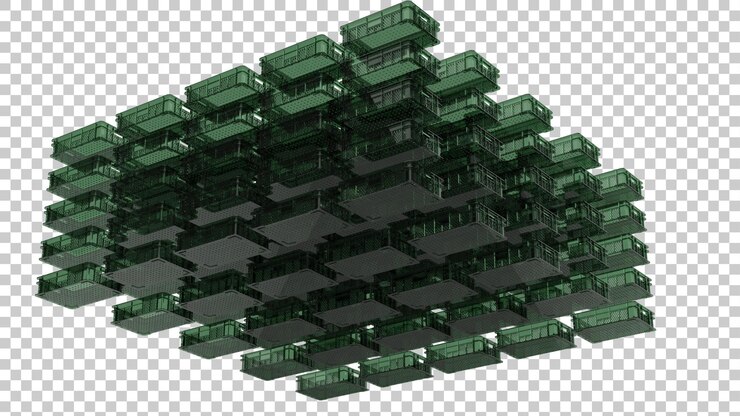 PSD empty plastic crate on transparent background 3d rendering illustration